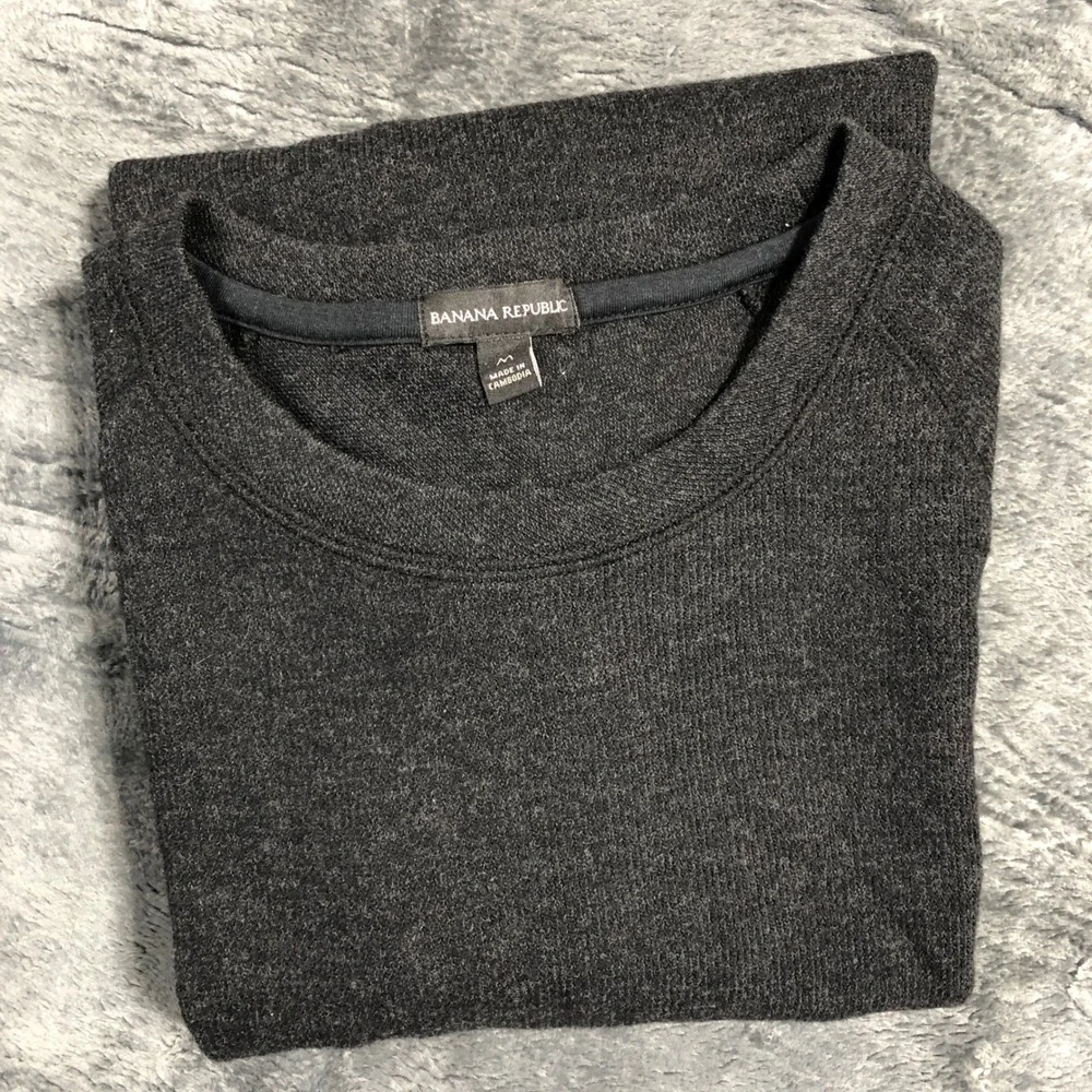 Banana Republic Mens Charcoal‎ Gray Marl Crew Neck Raglan Sweatshirt Size M F22